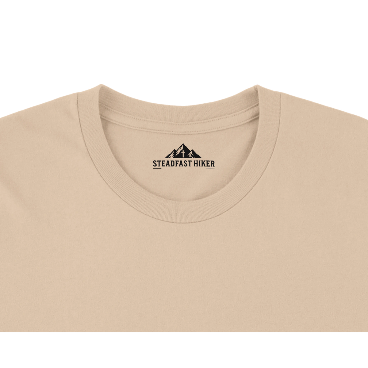 Neck label inside the Keep going Christian hiking t-shirt, Steadfast Hiker, Comfort Colors 1717 