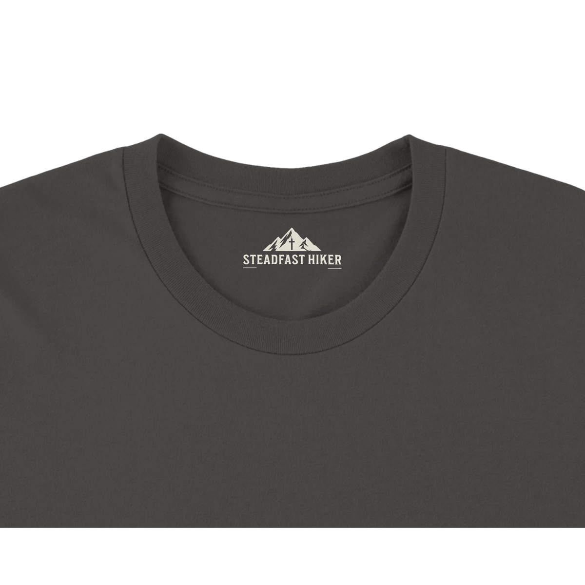 Neck label inside the They Shall Mount Up Christian hiking t-shirt, Steadfast Hiker, Comfort Colors 1717